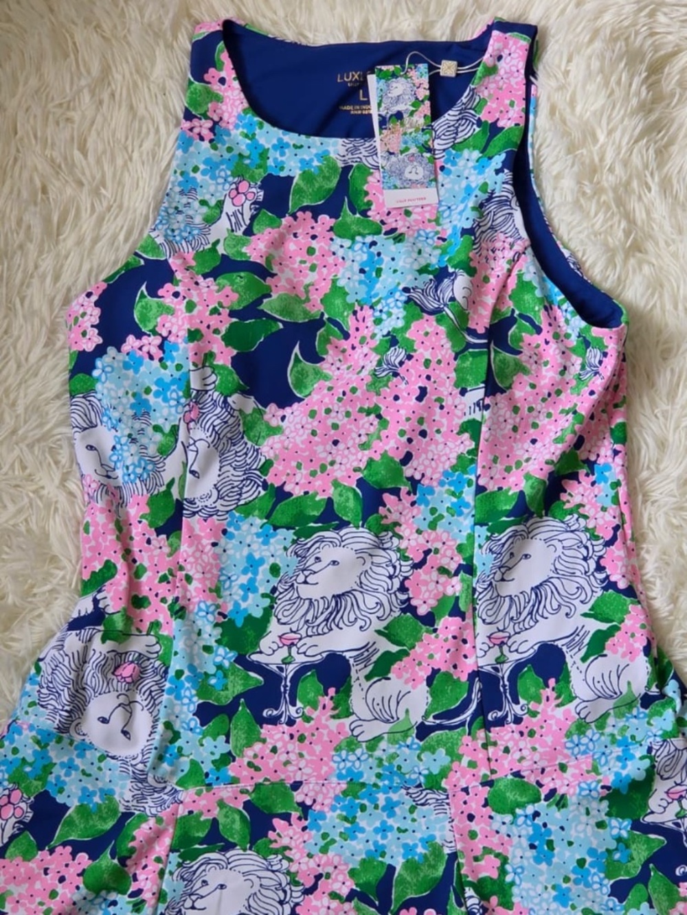 NWT Lilly Pulitzer Active Dress with Shorts "Lydia The Lion"